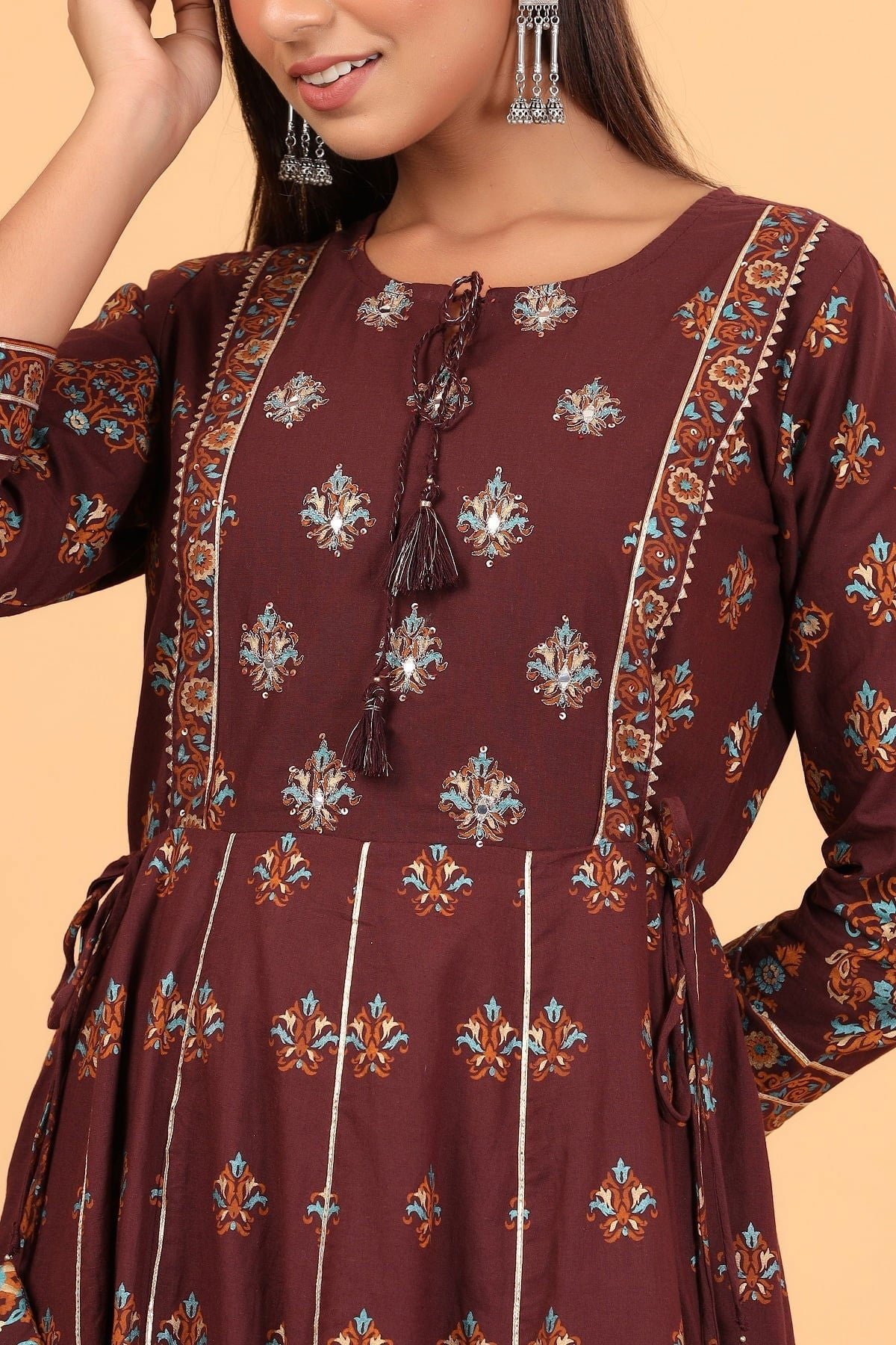 Maroon_Embroidered_Cotton_Ethnic_Gown_pack_of_1_-_Kaajh_-_tag4_-1723558