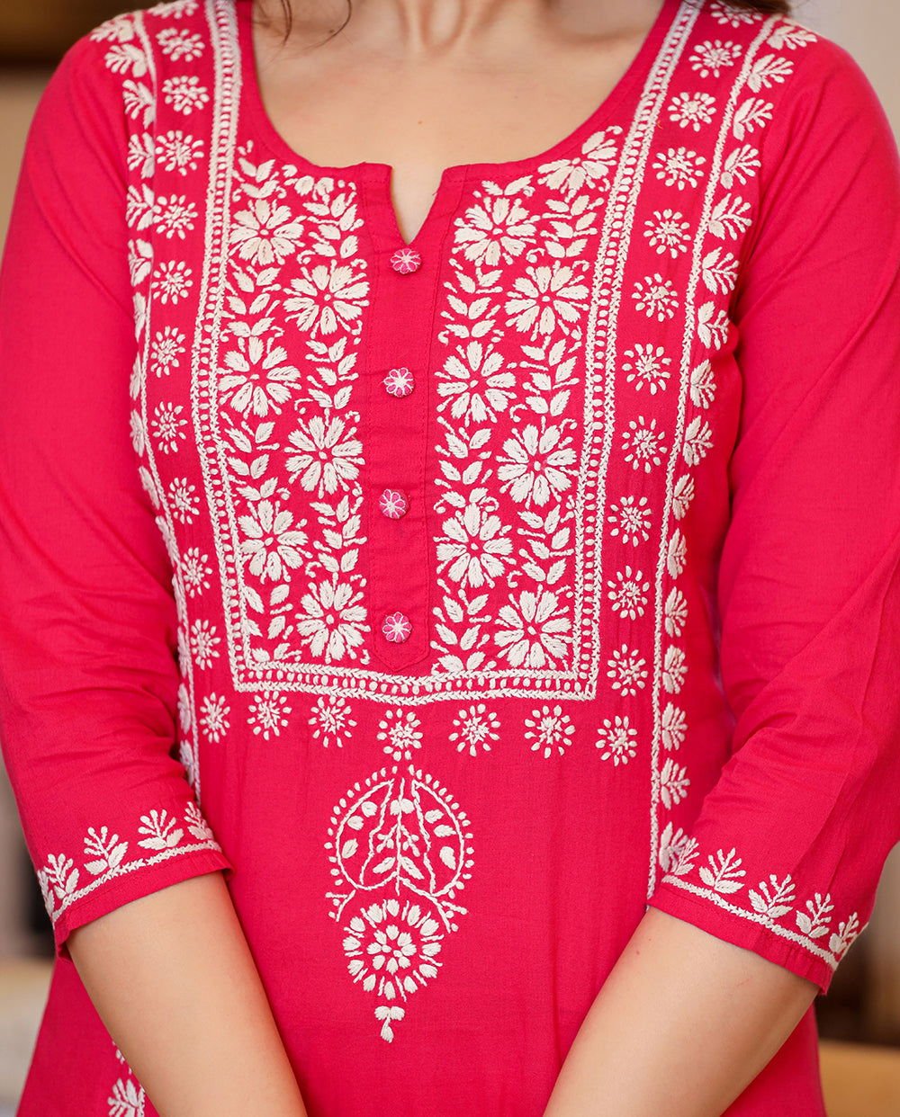 Pink_Hand_Embroidered_Lucknow_Chikankari_Kurta_Set_With_Dupatta_set_of_3_-_Kaajh_-_tag4_-1726291