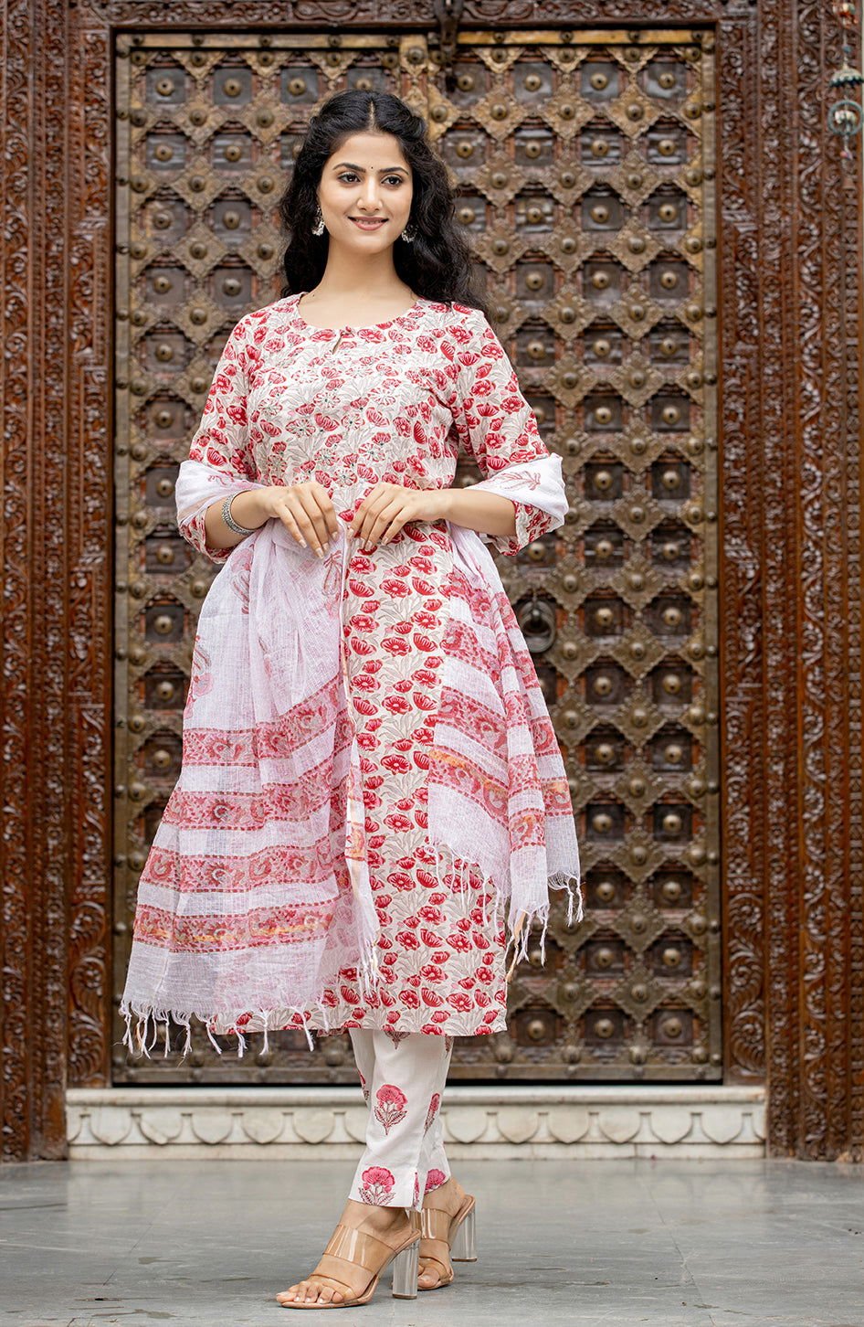 Pink_Handblock_Print_Cotton_Kurta_Pant_Set_With_Dupatta_pack_of_3_-_Kaajh_-_tag4_-1726303