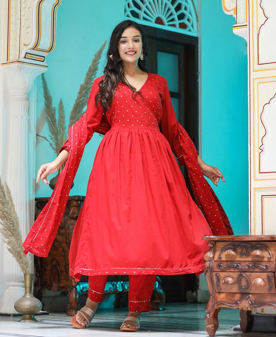 Red_Embroidered_Angrakha_Kurta_Set_With_Trouser_and_Dupatta_pack_of_3_-_Kaajh_-_tag4_-1727116