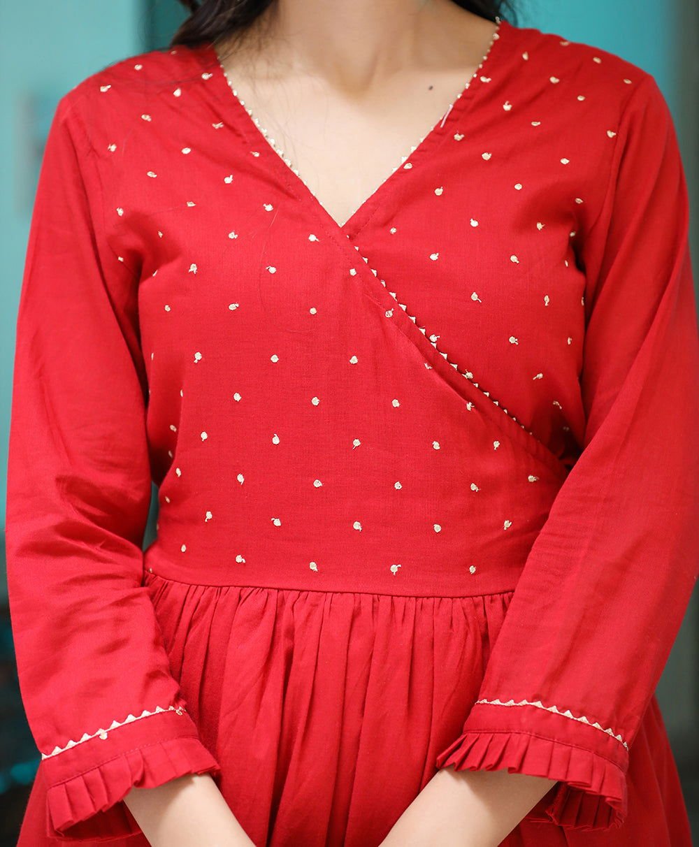 Red_Embroidered_Angrakha_Kurta_Set_With_Trouser_and_Dupatta_pack_of_3_-_Kaajh_-_tag4_-1727125