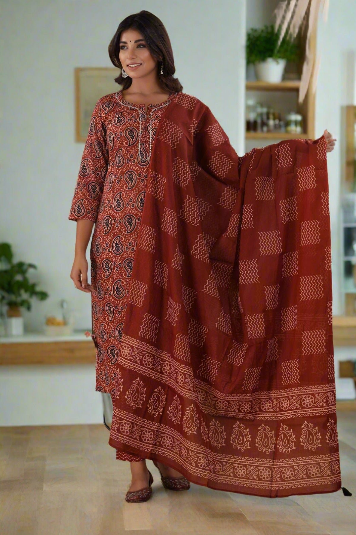 Rust_Paisley_Print_Cotton_Suit_Set_pack_of_3_-_Kaajh_-_tag4_-1728161