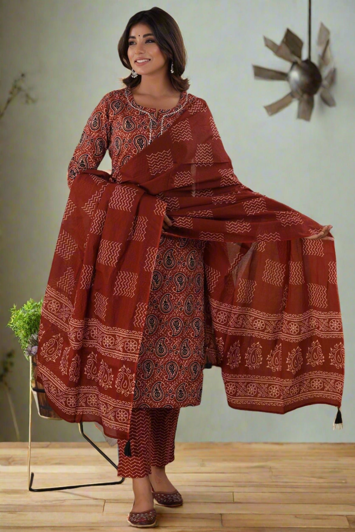 Rust_Paisley_Print_Cotton_Suit_Set_pack_of_3_-_Kaajh_-_tag4_-1728167