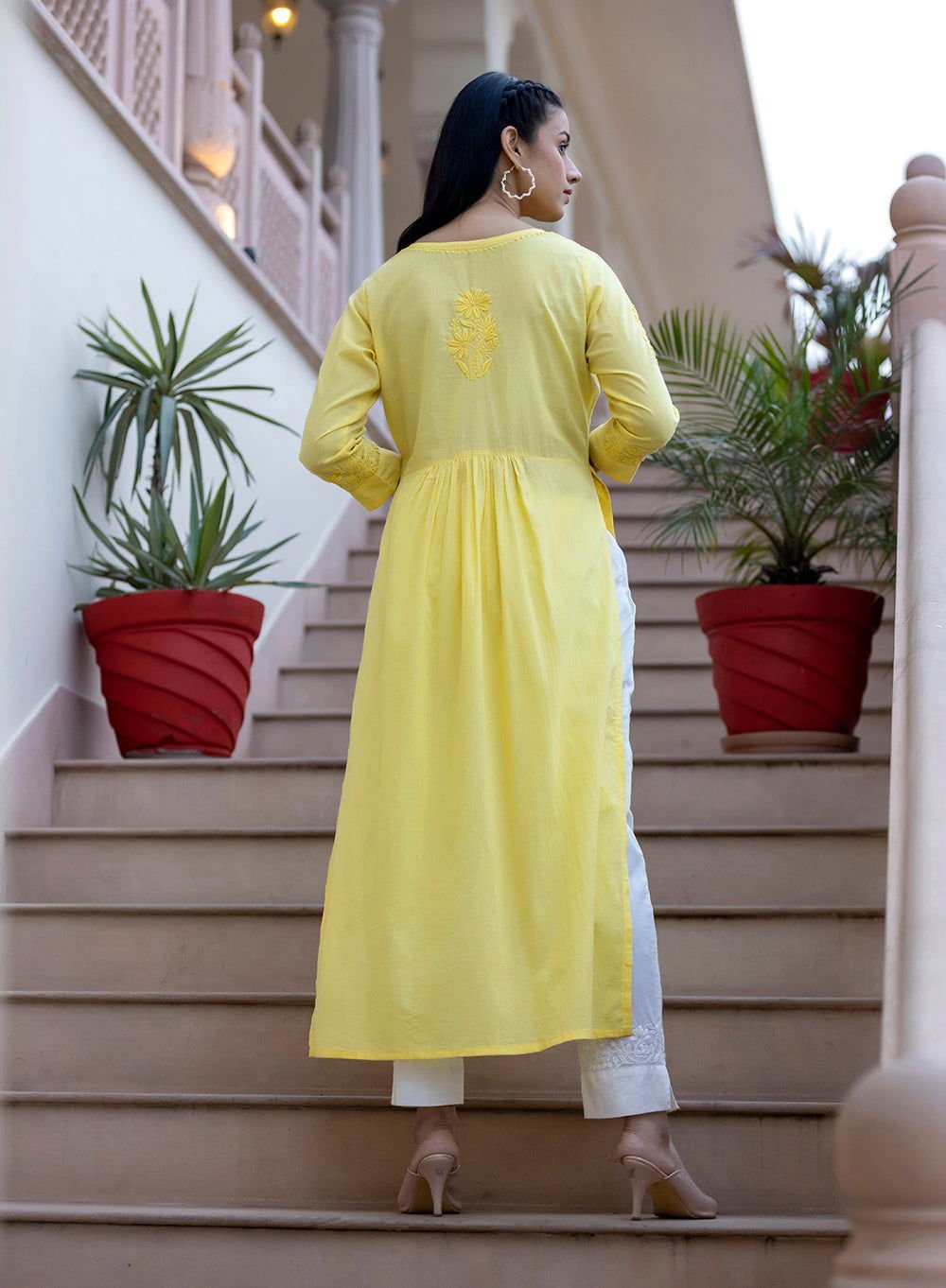 Yellow_Chikankari_Cotton_Kurta_Pant_Set_With_Dupatta_Set_Of_3_-_Kaajh_-_tag4_-1731549