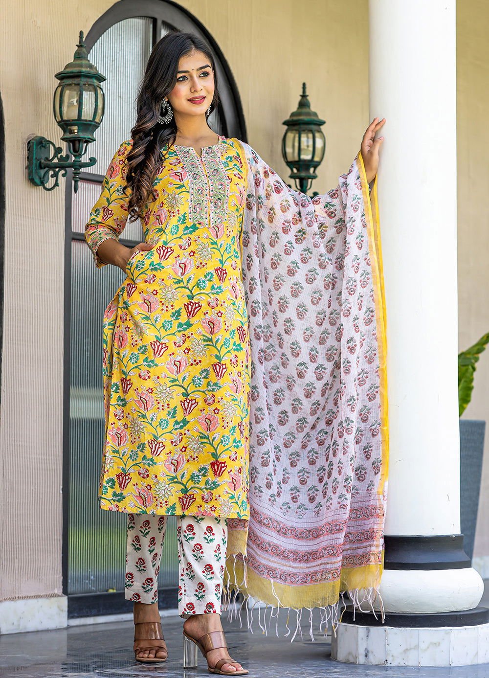 Yellow_Floral_Printed_Cotton_Suit_Set_pack_of_3_-_Kaajh_-_tag4_-1732163
