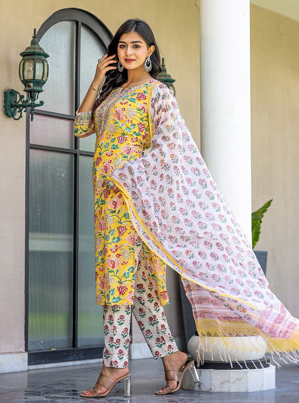 Yellow_Floral_Printed_Cotton_Suit_Set_pack_of_3_-_Kaajh_-_tag4_-1732167